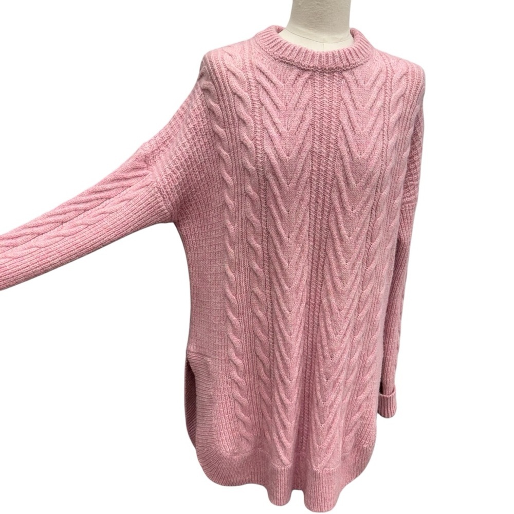 J Crew Cable Knit Tunic Sweater  Cashmere Mohair Womens Size S Pink Oversized - Picture 7 of 14
